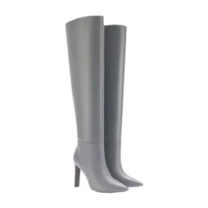 NWOB Larroude X Jennifer Fisher Pull On OTK Boots In Cement Grey Sz 8.5